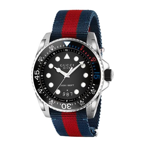 gucci men's watch blue bezel rotating